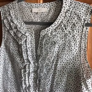 Loft cotton sleeveless ruffle top size L